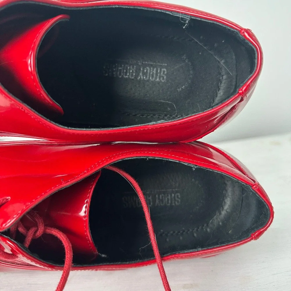 Stacy Adams Oxford Mens 14M 24998-600 Red Cap Toe Patent Finish Dress Shoes
